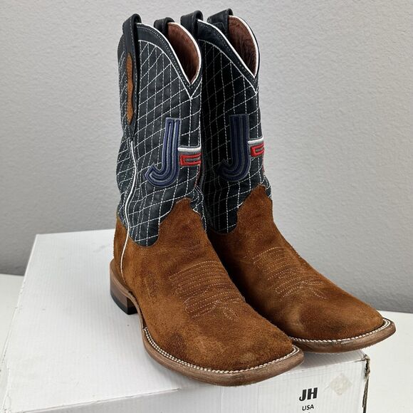 Jobe JH‎ Rough Out Cafe Claro Square Toe Designer Cowboy Boots USA Cowboy Rodeo - Picture 1 of 9